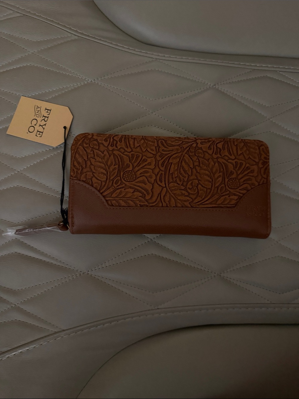 FRYE AND CO. Embossed Floral Zip Wallet - Brown